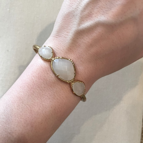 Made in India 14K Gold Plated Moon Stone Cuff Bracelet - Picture 1 of 5